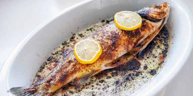 roasted trout on a plate