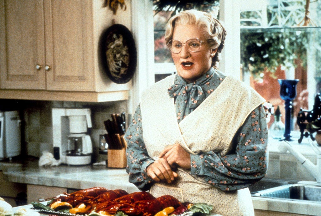 nápady na filmové kostýmy paní Doubtfire