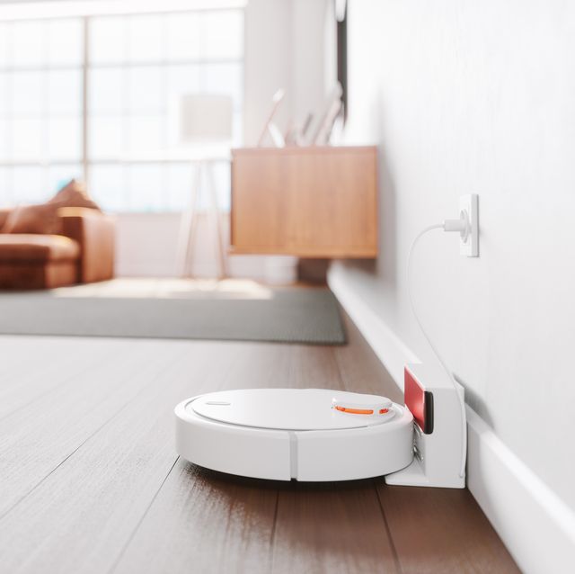 robot vacuum cleaner in a modern living room