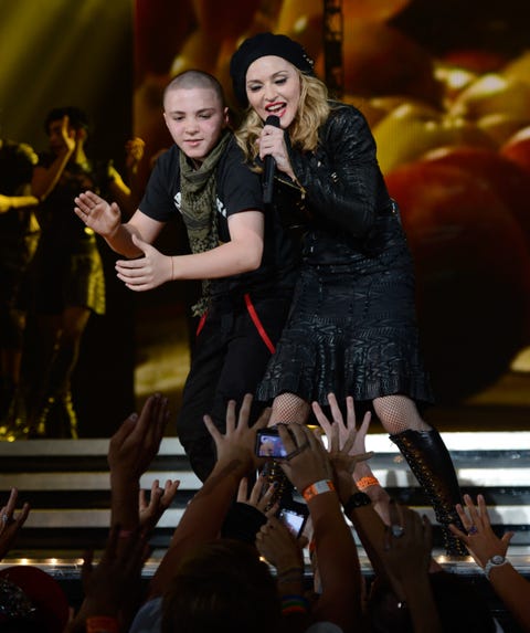 Madonna and Rocco Ritchie on stage