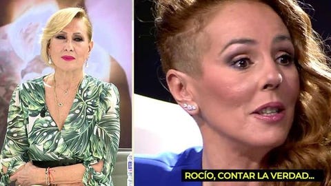 doble imagen de rocio carrasco y rosa benito documental plato telecinco doble imagen de rocio carrasco y rosa benito hablando en televisión