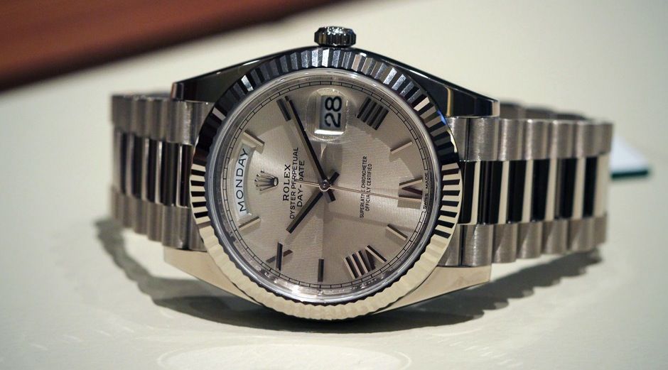 day date 40 silver dial