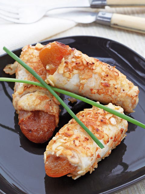 rollitos de pollo con albaricoques