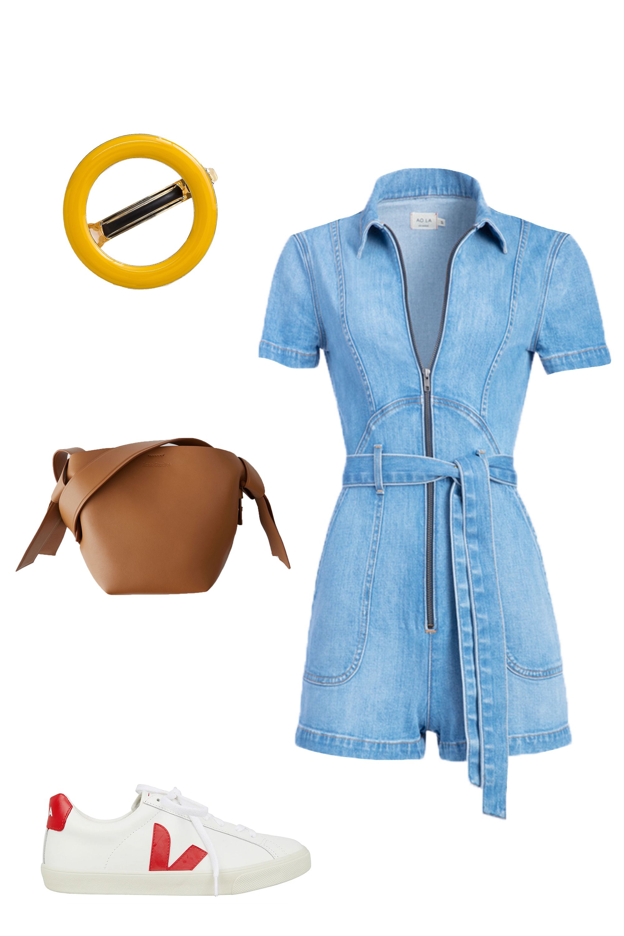 jean short romper outfit