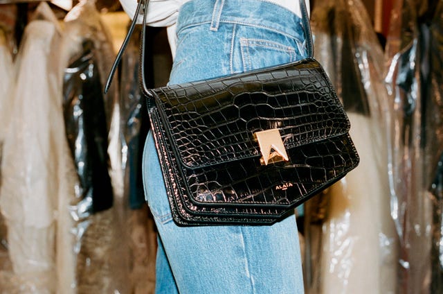 alaia le papa bag in croc