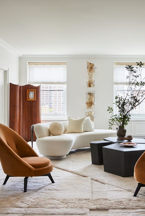 living room with folding screen