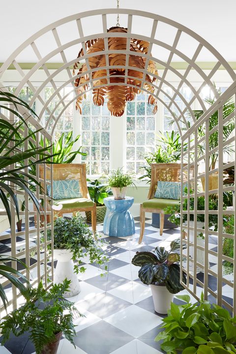 sun room with plants