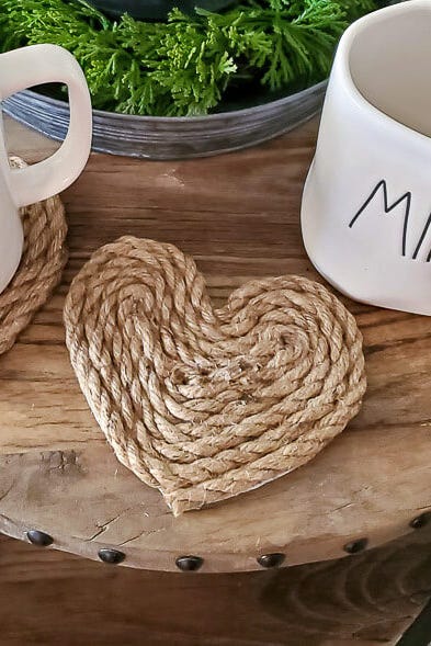 farmhouse valentines heart shaped coasters