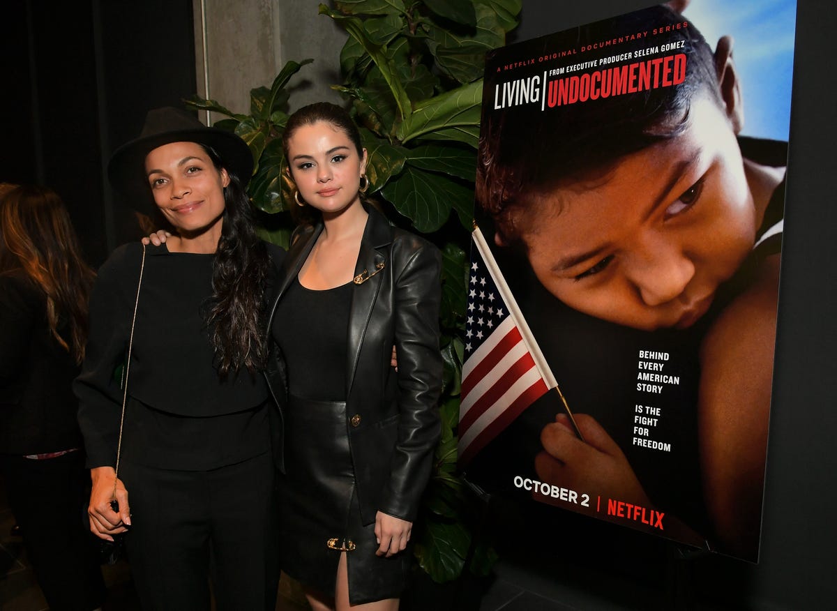 Selena Gomez Wore a Leather Skirt and Jacket to 'Living Undocumented