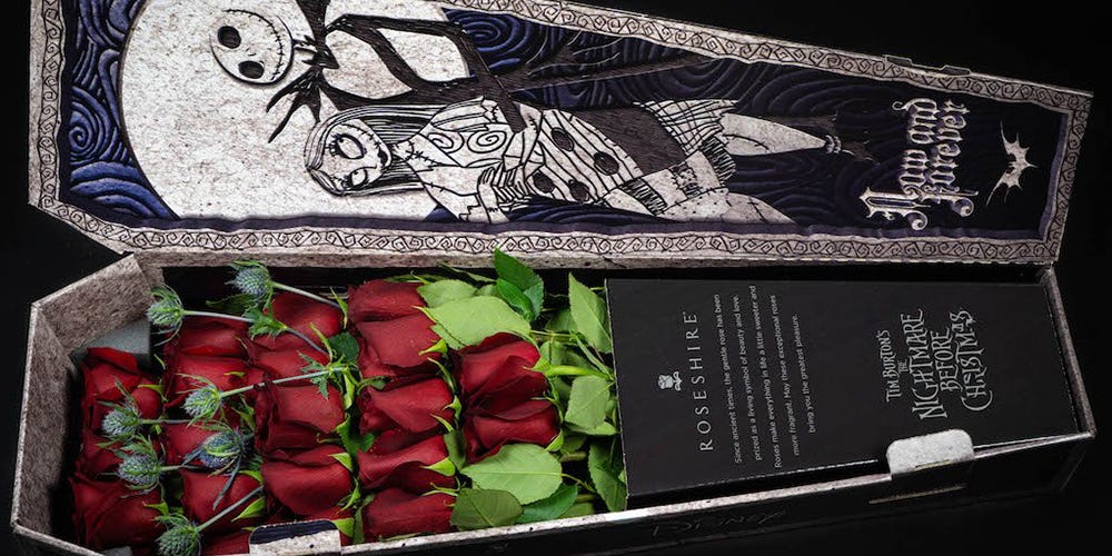 This 'Nightmare Before Christmas' Bouquet Of Roses Comes In A Creepy Coffin Box