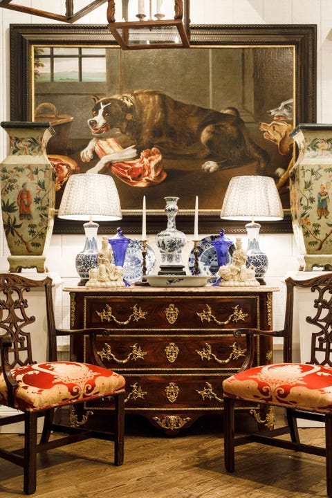 antiques on dresser