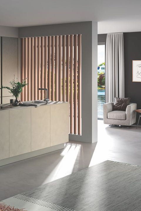 Rotpunkt - New Ceramic Grey Rock Kitchen with New Wall Panelling System & Cubes rotpunkt new ceramic grey rock kitchen with new wall panelling system cubes