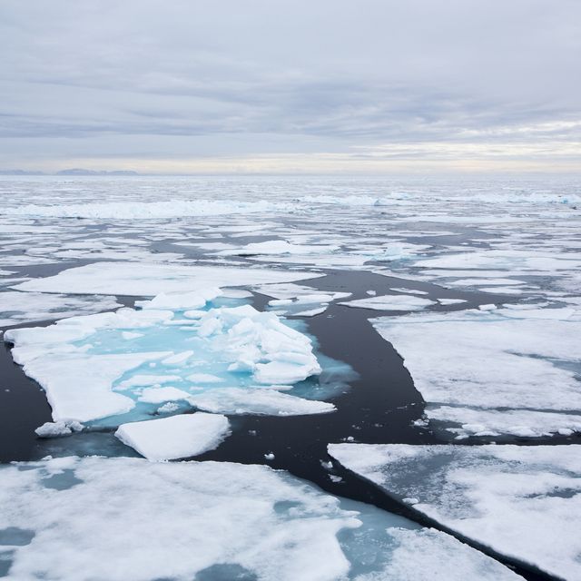 rotten sea ice at over 80 degrees north off the north coast of svalbard
