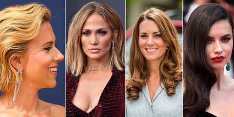 Imágenes de Scarlett Johansson, Jennifer López, la duquesa de Cambridge y Jessica Lownden para ilustrar un tema sobre cómo conseguir los peinados de moda de mano de Rowenta