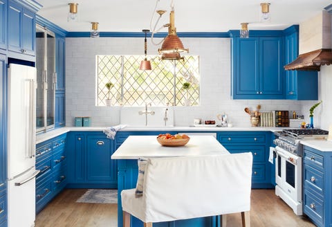 royal blue kitchen, paint colors, small rooms