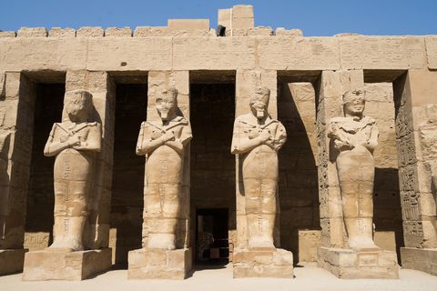 Ruins pharaoh statue at karnak temple  Luxor city Egypt