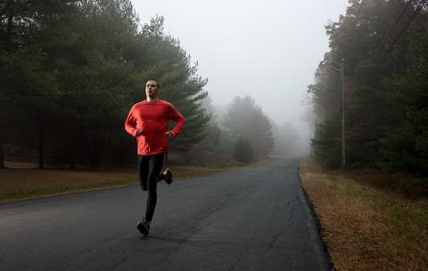 model running on road