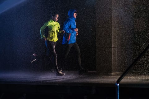 runners in rain jackets