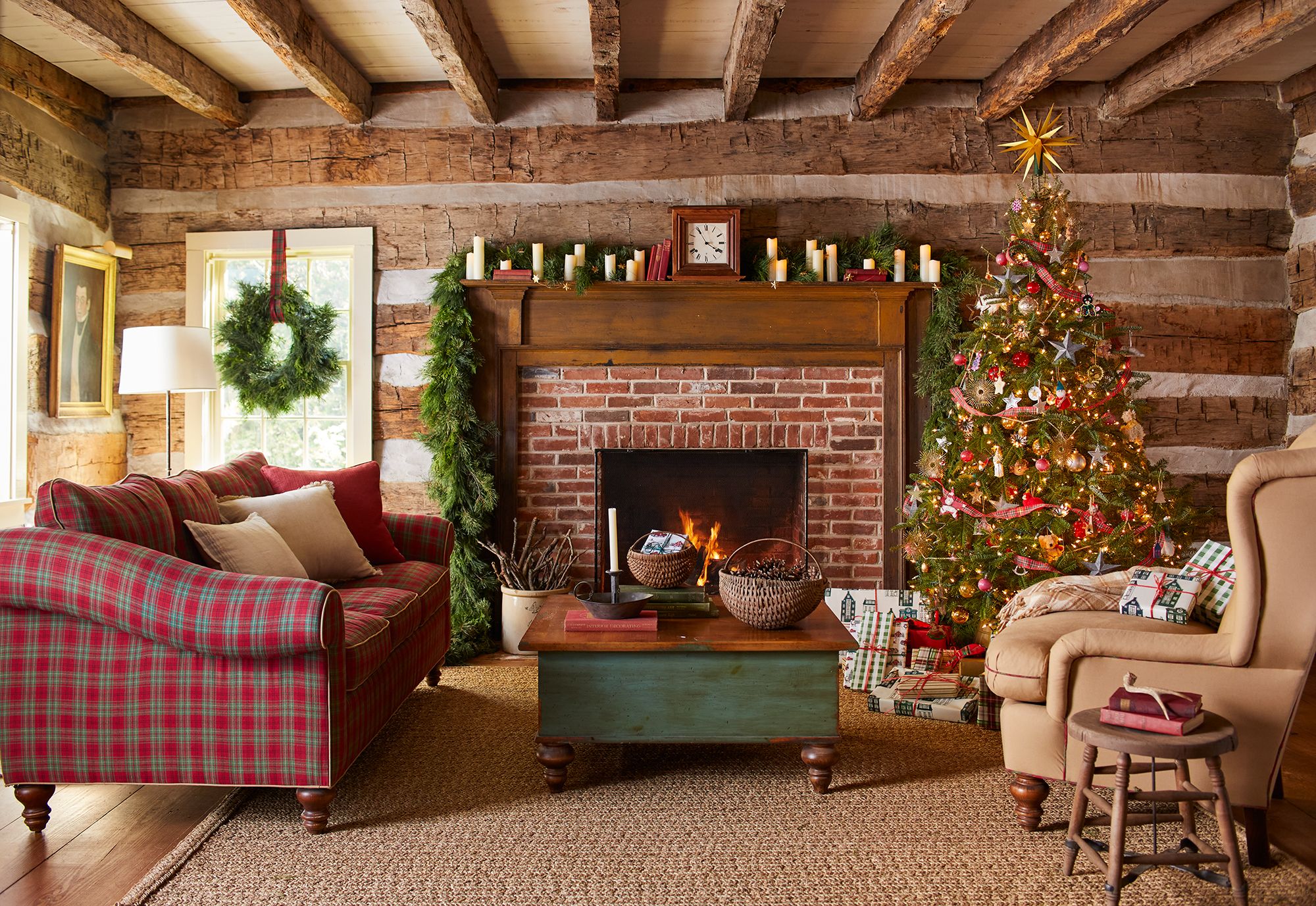 Natural Colors Farmhouse Christmas Tree Living Room