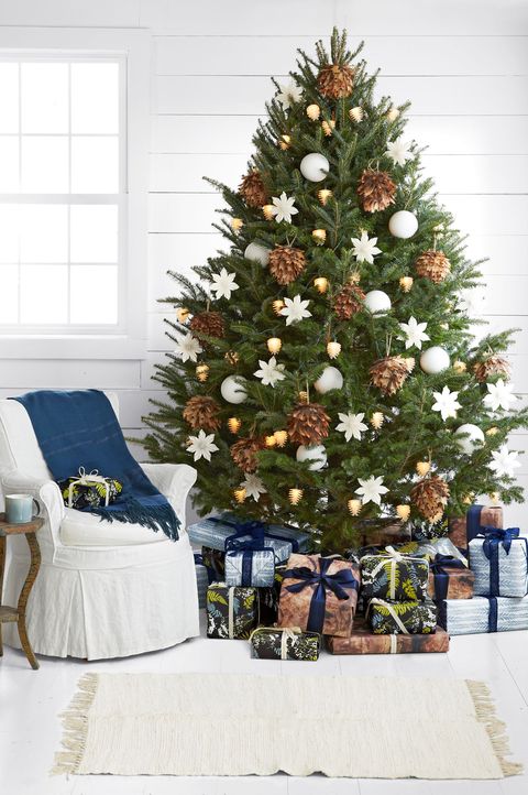 38 Rustic Christmas Trees Farmhouse Tree Decor - Home Goods Christmas Tree Decorations Uk