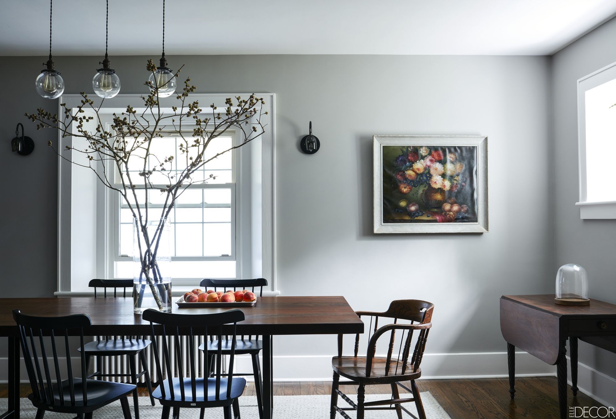 Modern Rustic Dining Room With Red