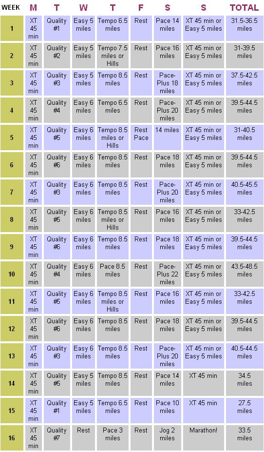 different long distance running training programs