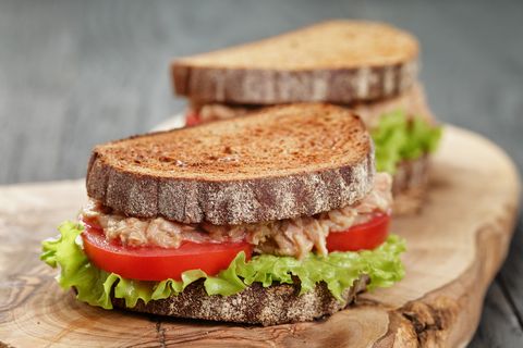 rye bread sandwich with tuna and vegetables