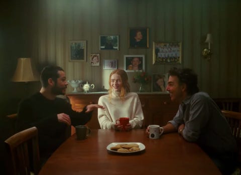 Sadie sinks and dylan o'brien sitting on the table with a plate of cookies in the short movie is so good