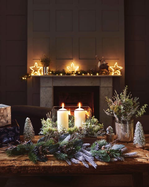 Sainsbury's Home Winter's Cabin Decorations - Christmas-fireplace Sainsbury's Home Winter's Cabin Decorations - Christmas-fireplace