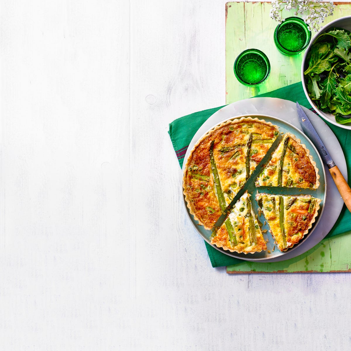 Salmon, Asparagus and Pea Quiche