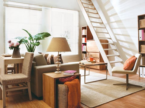 Living room, Furniture, Room, Interior design, Table, Floor, Wall, Building, Coffee table, House, 