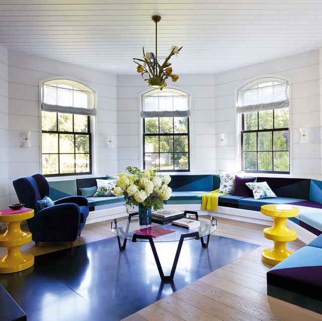 Living room, Room, Interior design, Furniture, Yellow, Property, Building, Ceiling, Floor, Coffee table, 