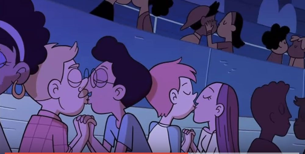 Disney Channel Just Aired A Same Sex Kiss For The First Time Ever Watch Two Same Sex Couples Kiss In Disney Animated Show