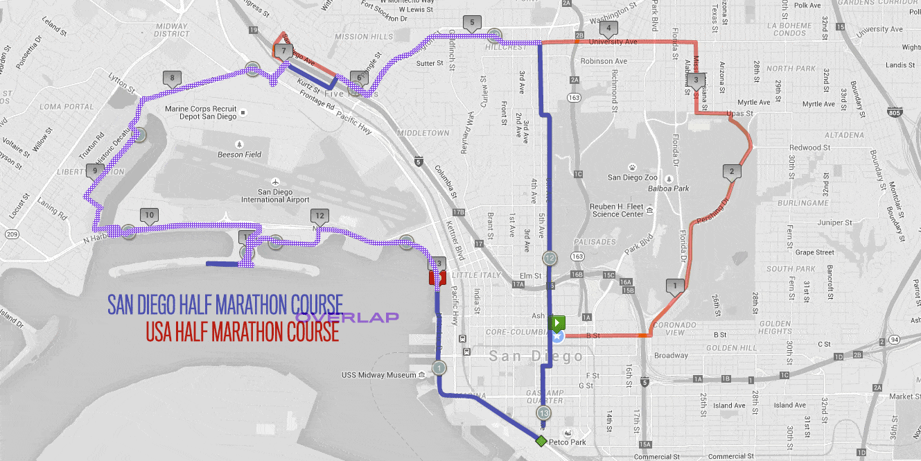 San Diego Marathon Elevation Chart