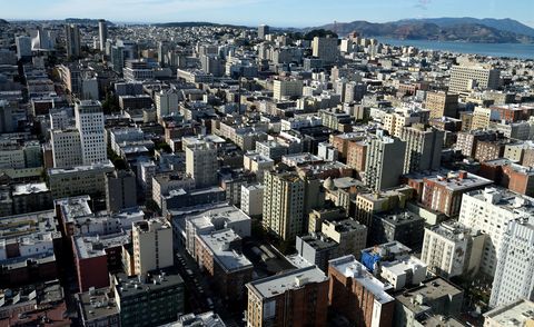 A bird's-eye view of downtown San Francisco, California