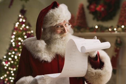 santa looking at naughty or nice list