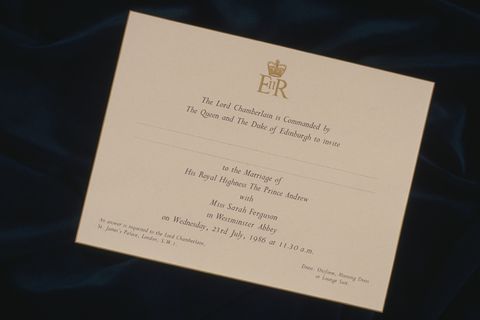 Sarah Ferguson and Prince Andrew Wedding invitation