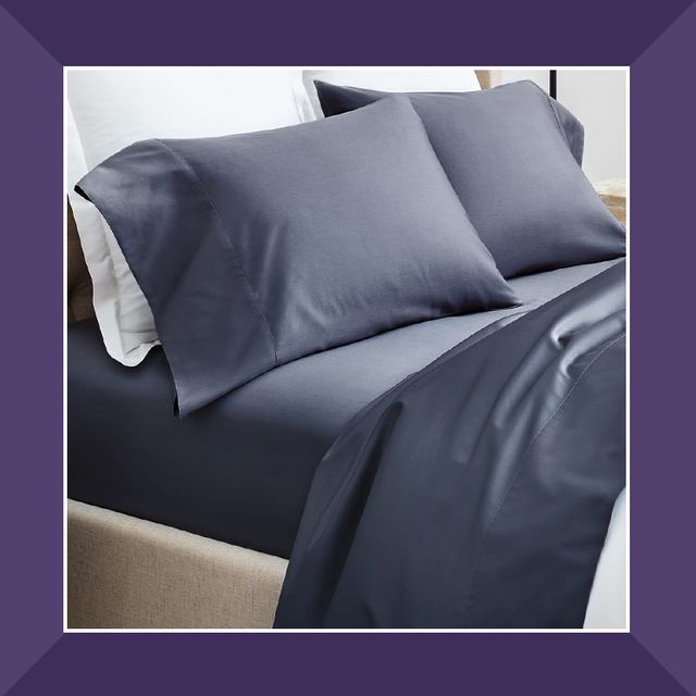 dark sateen sheets on bed