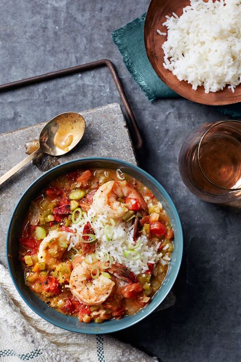 a bowl of creole shrimp and rice