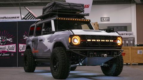 the sema businesswomen’s network bronco is a rugged, capable, off road vehicle complete with 470 gearing for both axles, warn winch, yakima two person tent, rear mounted arb jack, and a ford calibrated tuning the team of over 250 women, including five mother daughter teams, designed the build process to include women from diverse backgrounds and skillsets to create the off roading vehicle featured photo via sema businesswomen's network