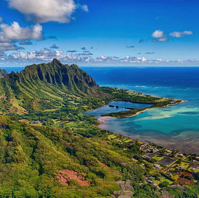 scenic view of sea against sky,waikane,hawaii,united states,usa
