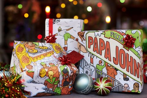 Papa John’s Releases Christmas Wrapping Paper That Smells Like Pizza