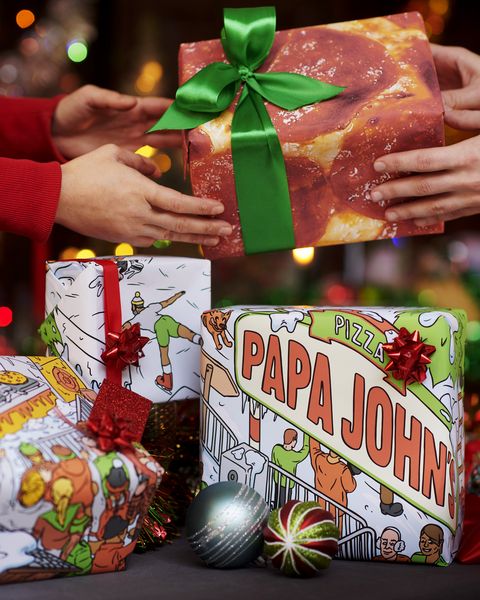 Papa John’s Scented Christmas Wrapping Paper Smells Like Pizza