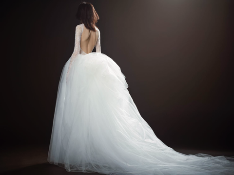 Gown, Wedding dress, Dress, Clothing, Bride, Bridal clothing, Shoulder, Photograph, Bridal party dress, Fashion model, 