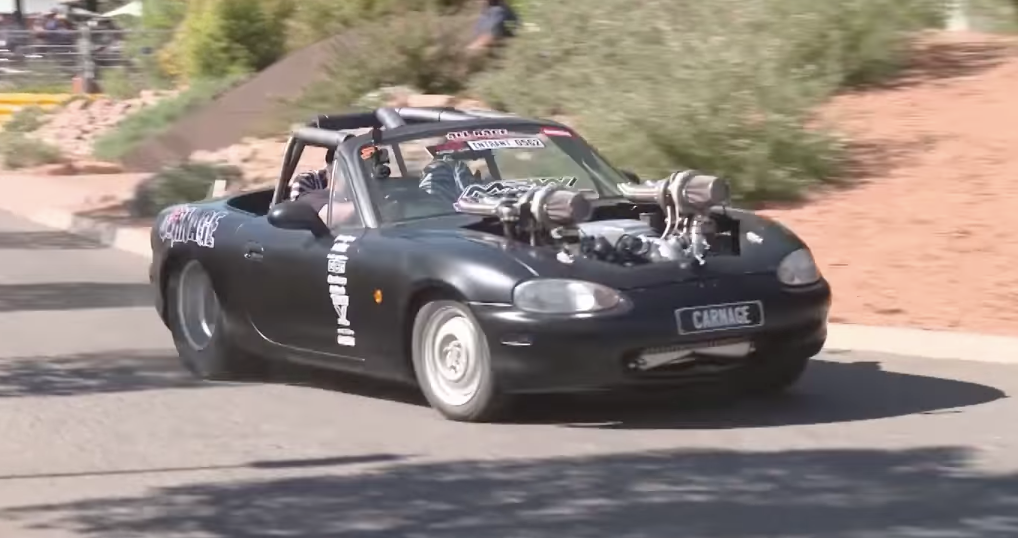 Watch This 1000 Hp Twin Turbo V8 Miata Rip Down The Drag Strip