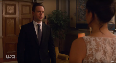 See Meghan Markle S Suits Wedding Dress In New Photos Of Season 7 Rachel S Dress In Suits Season 5