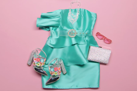 Clothing, Green, Product, Pink, Turquoise, Aqua, Dress, Sleeve, Outerwear, Robe, 