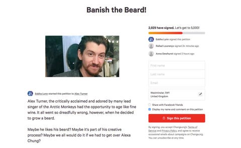 People Are Actually Petitioning Alex Turner To Shave His New Beard Off People Are Actually Petitioning Alex Turner To Shave His New Beard Off