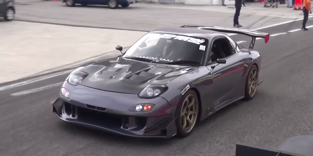 Twin-Turbo RX-7 Shoots Flames - Mazda RX-7 Track Car Sound Video