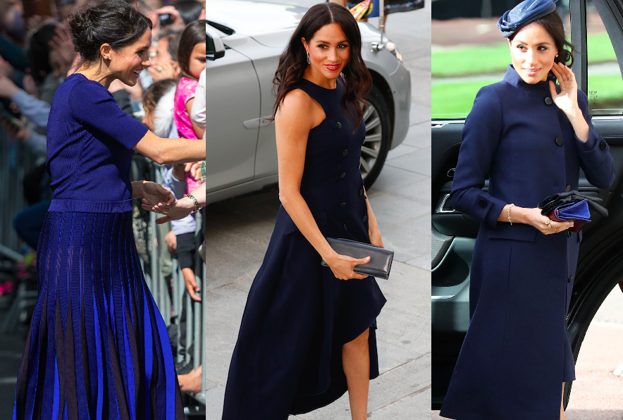 meghan markle navy blue dress